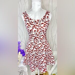 🌹 White & Red Roses Floral Print A Line Tank Top Dress 🌹